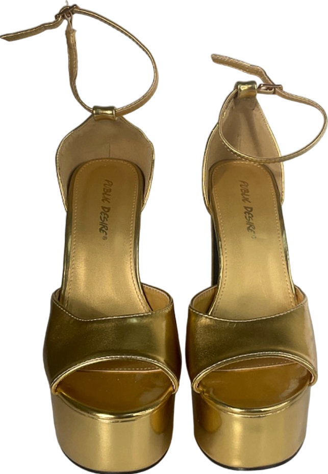 Public Desire Gold Platform Heels UK 5