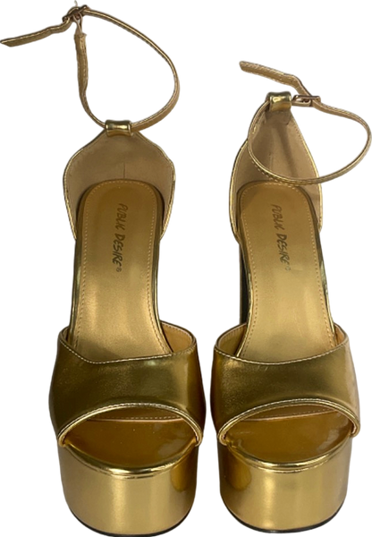 Public Desire Gold Platform Heels UK 5