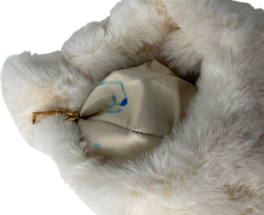 Cream Faux Fur Handbag One Size
