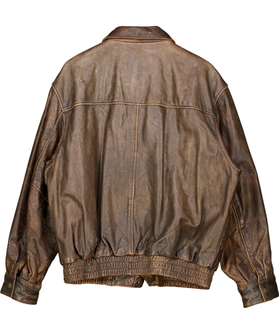 Wilsons Brown Vintage Adventure Bound Oversized Leather Jacket UK L