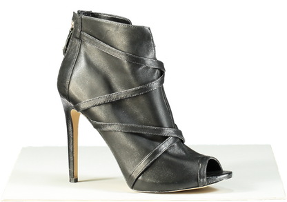 Guess Black Peep Toe Heeled Ankle Boots UK 8 EU 41 Reliked
