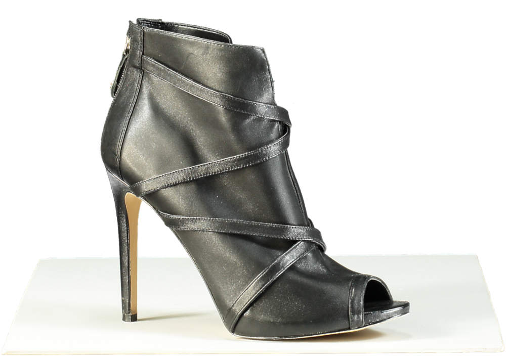 Guess Black Peep Toe Heeled Ankle Boots UK 8 EU 41