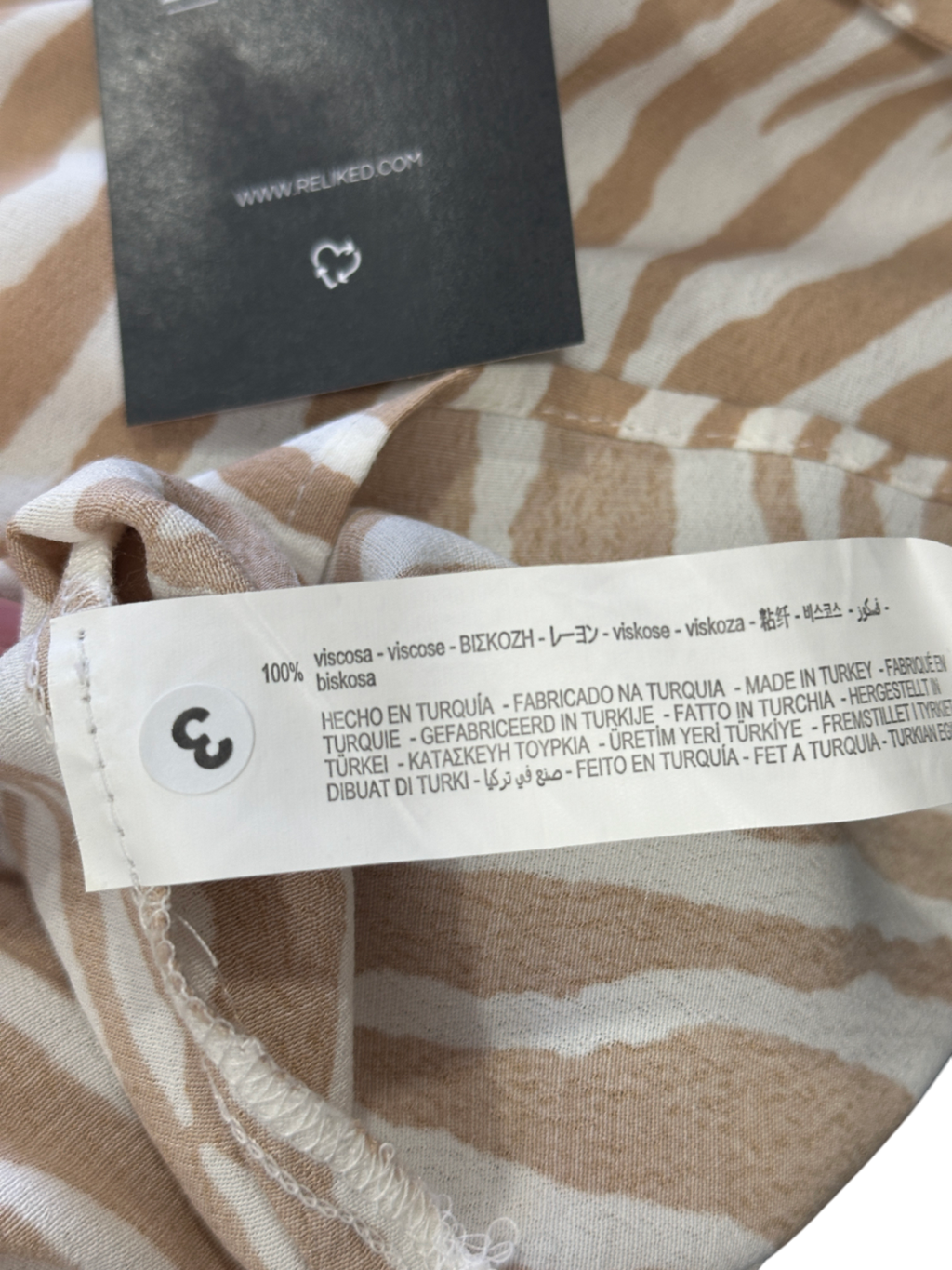 ZARA Beige Zebra Print Button Shirt UK M