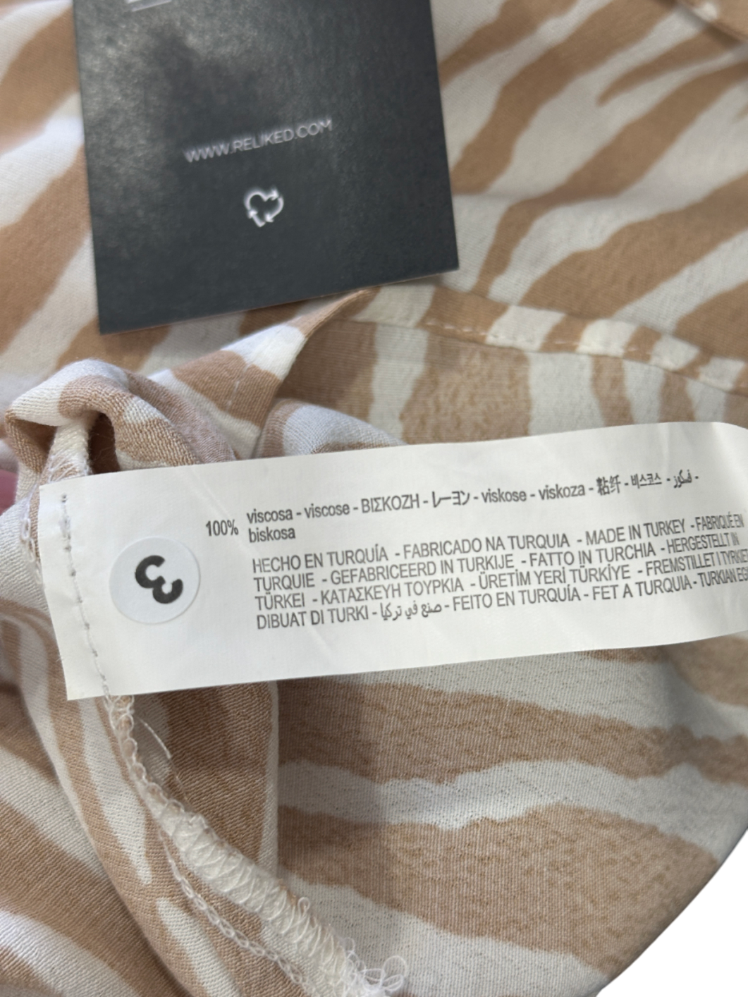 ZARA Beige Zebra Print Button Shirt UK M