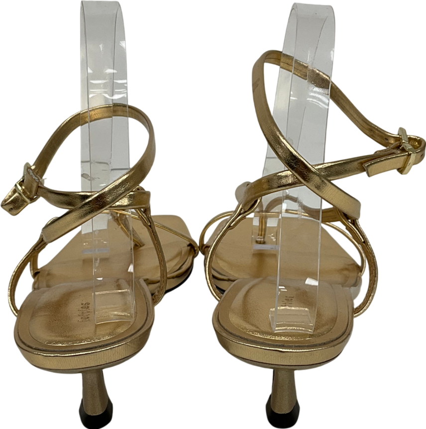 lefties Metallic Kitten Heel Gold Strappy Heel UK 5 EU 38 👠