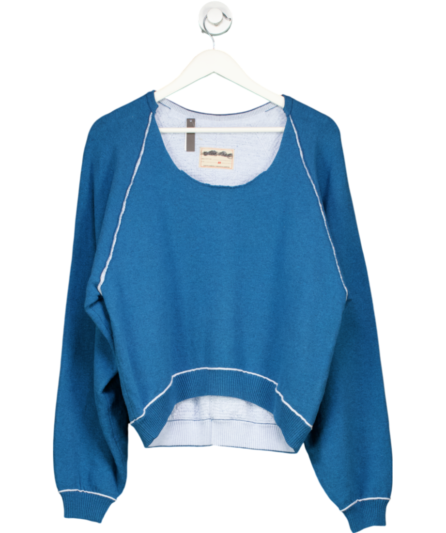 Free People Blue Oversize Pullover Sweatshirt UK XS