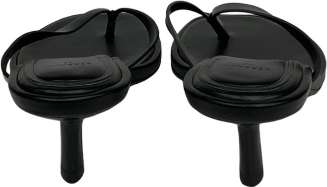 Bershka Black Faux Leather Heeled Flip Flops UK 7 EU 40 👠