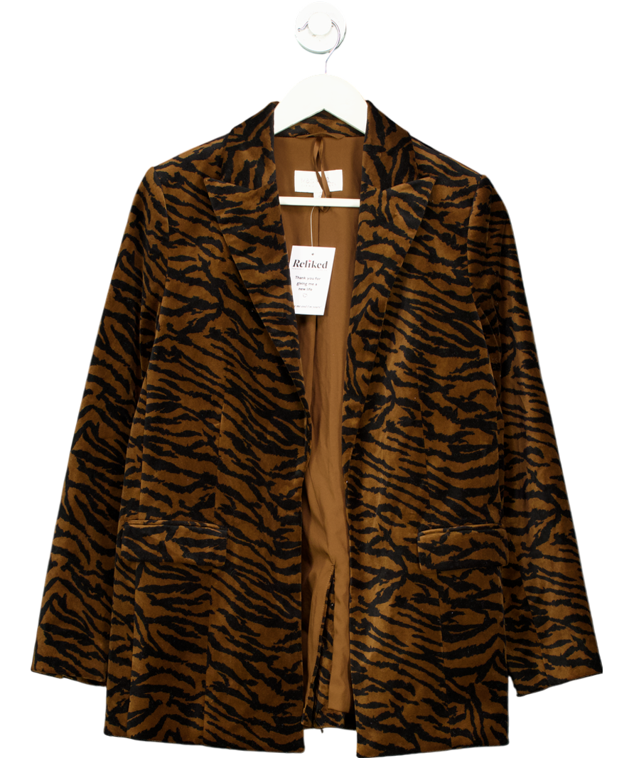 M&S Brown Velvet Animal Print Blazer UK 12