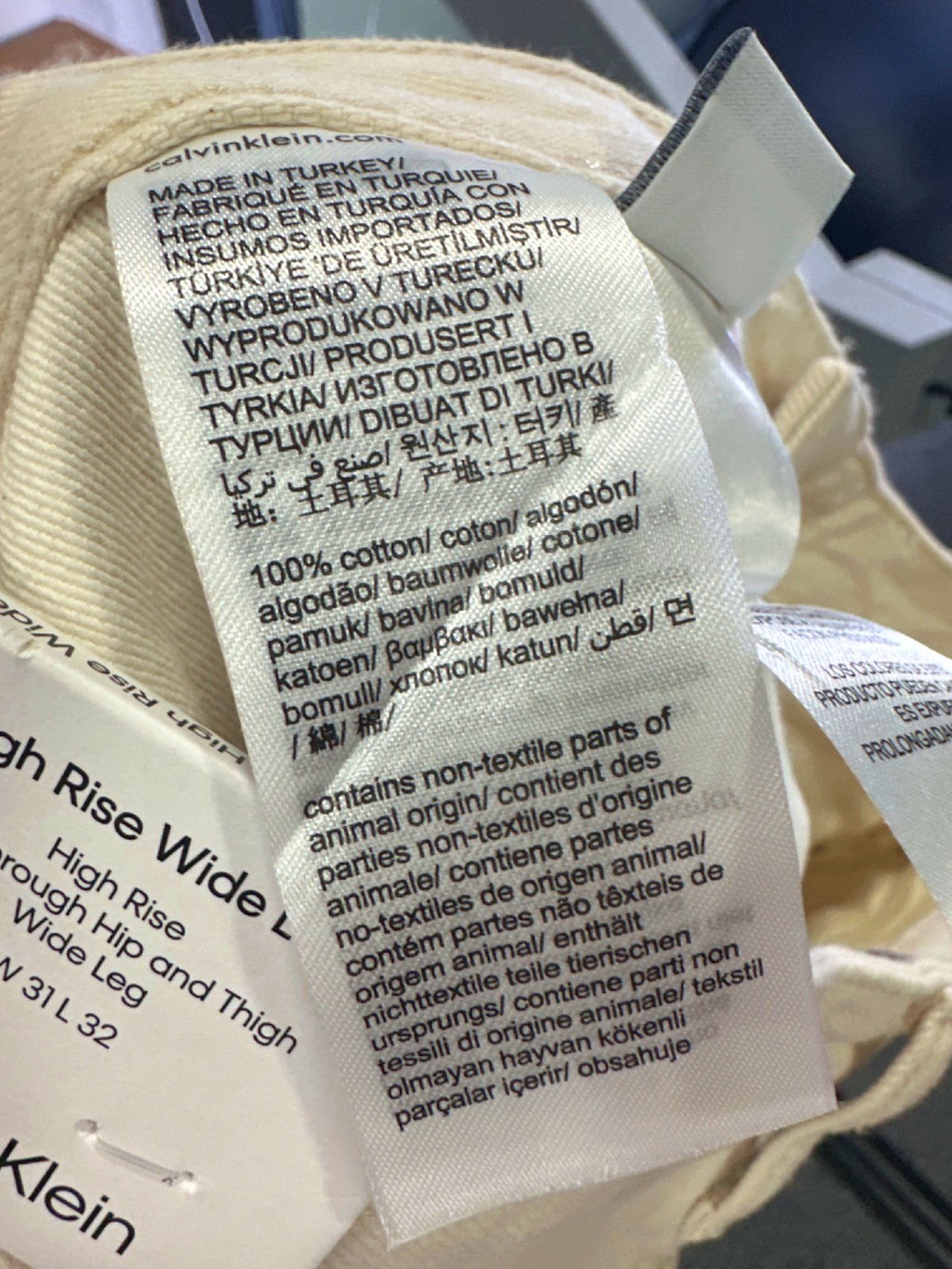 Calvin Klein White High Rise Wide Leg Jeans W31