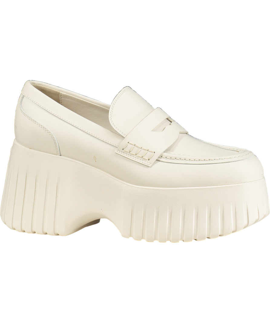 HOGAN Cream Ivory Leather Platfrom Loafers UK 4 EU 37 👠