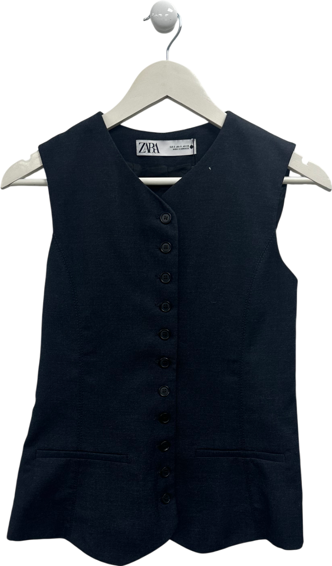 ZARA Blue Buttoned Vest UK S