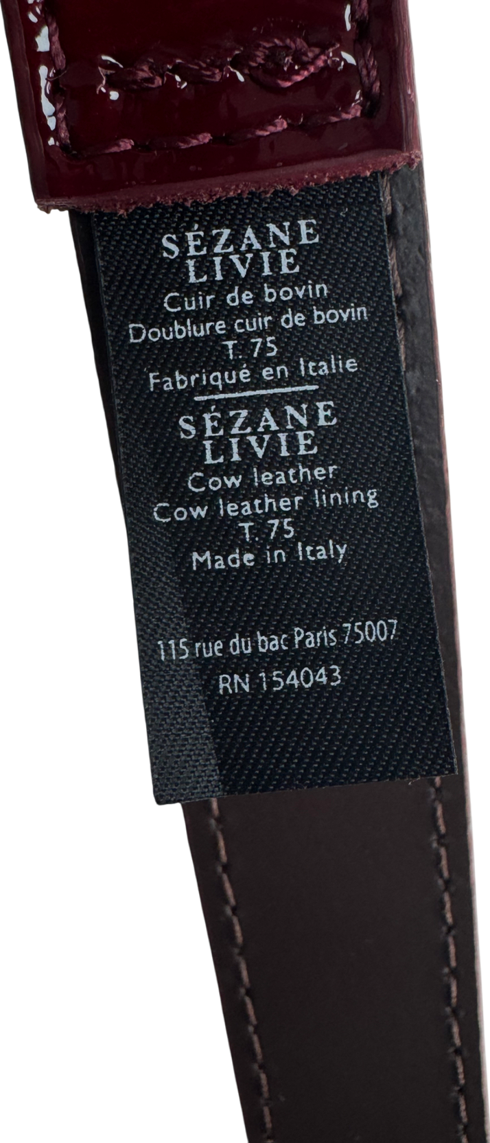 Sezane Red Glossy Burgundy Oria Belt UK S