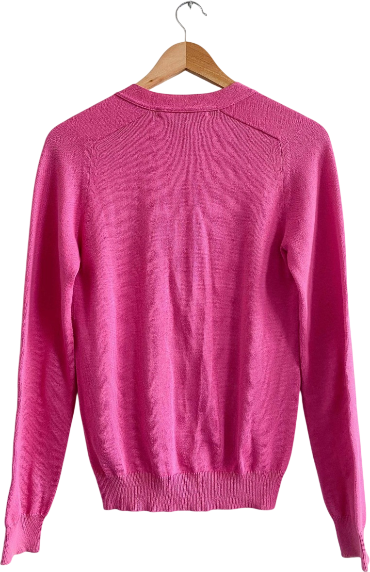 Polo Ralph Lauren Pink 100% Cotton V-neck Cardigan UK M