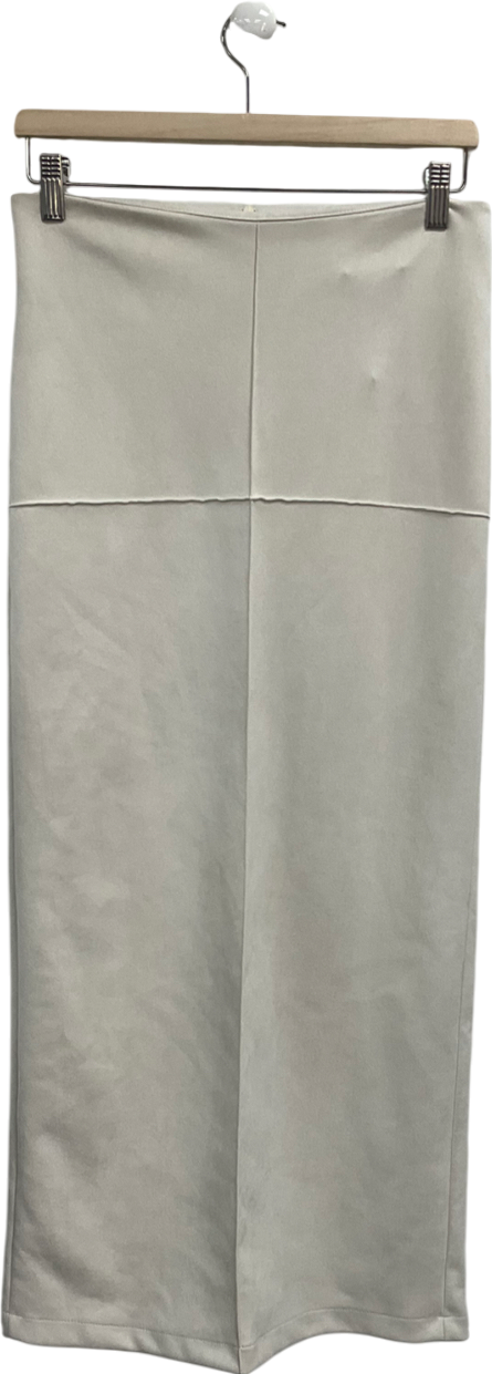 PrettyLittleThing Cream Ecru Faux Suede Seam Detail Column Maxi Skirt UK 8
