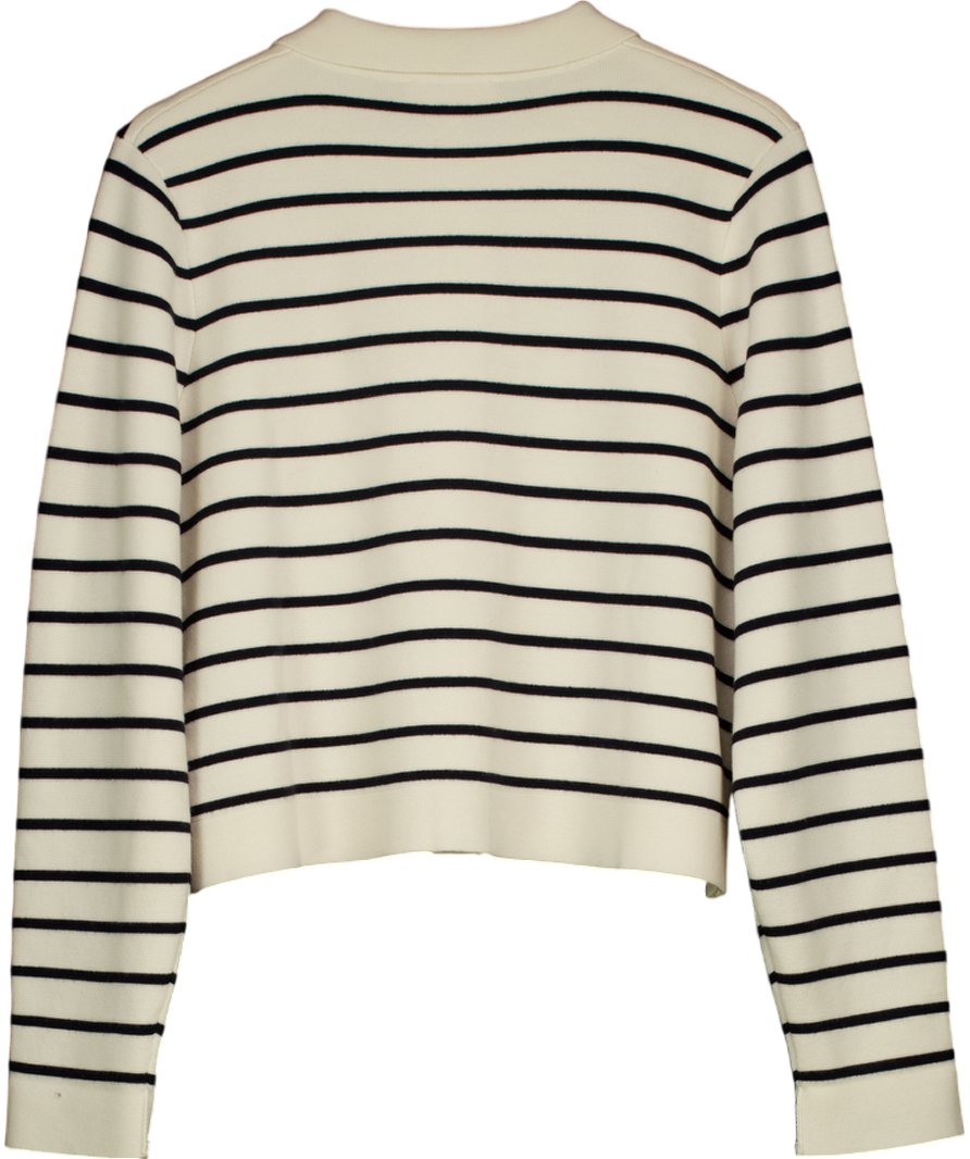 Sezane Cream Betty Striped Cardigan UK XL