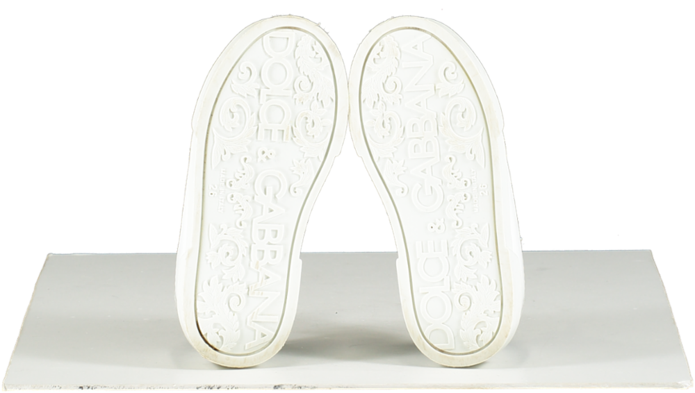 Dolce & Gabbana White Leather Portofino Logo Trainers UK 8.5 EU 26 👼