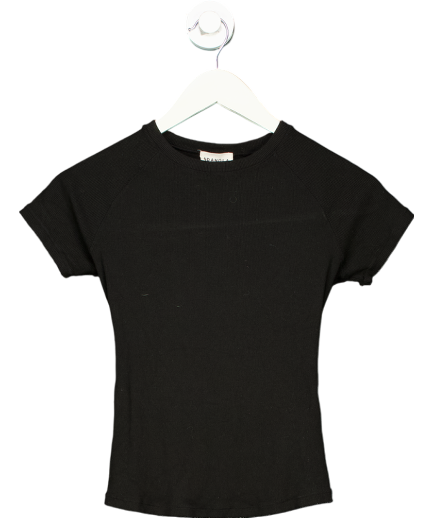 Adanola Black Rib Raglan Short Sleeve Top UK 8