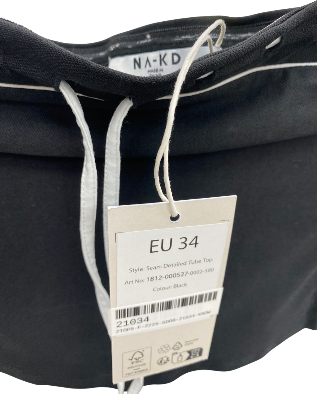 NA-KD Black Seam ribbbon Detailed corset Top UK 6