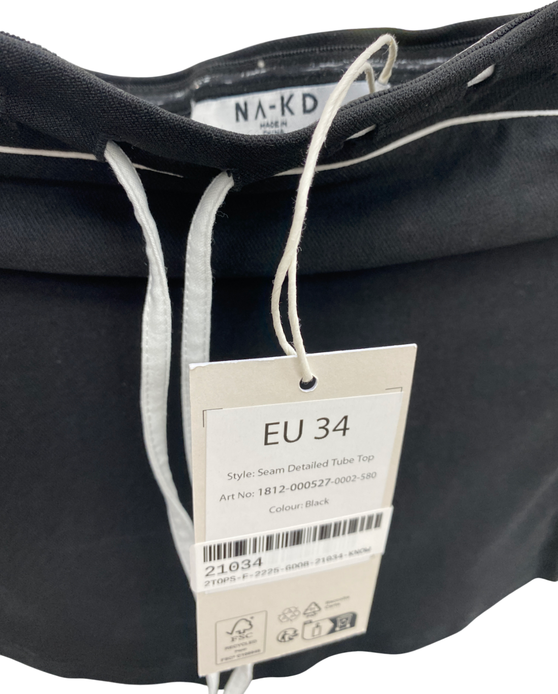 NA-KD Black Seam ribbbon Detailed corset Top UK 6