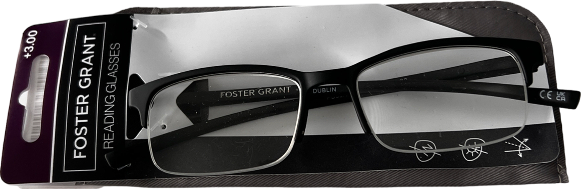 foster grant Dunlin Lenses Reading Glasses  Black +3