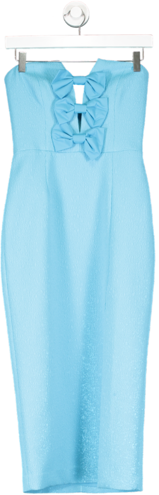 Rebecca Vallance Cecily Bow Detail Midi Dress Blue UK 4