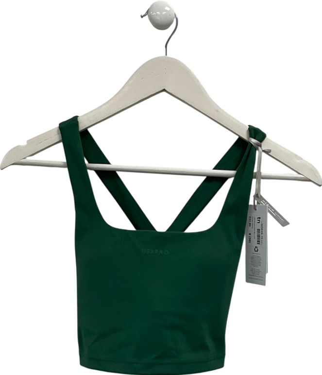 USA Pro Green Square Neck Sports Bra UK 8