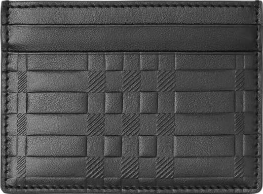 Burberry Black Leather Check Embossed Card Holder One Size