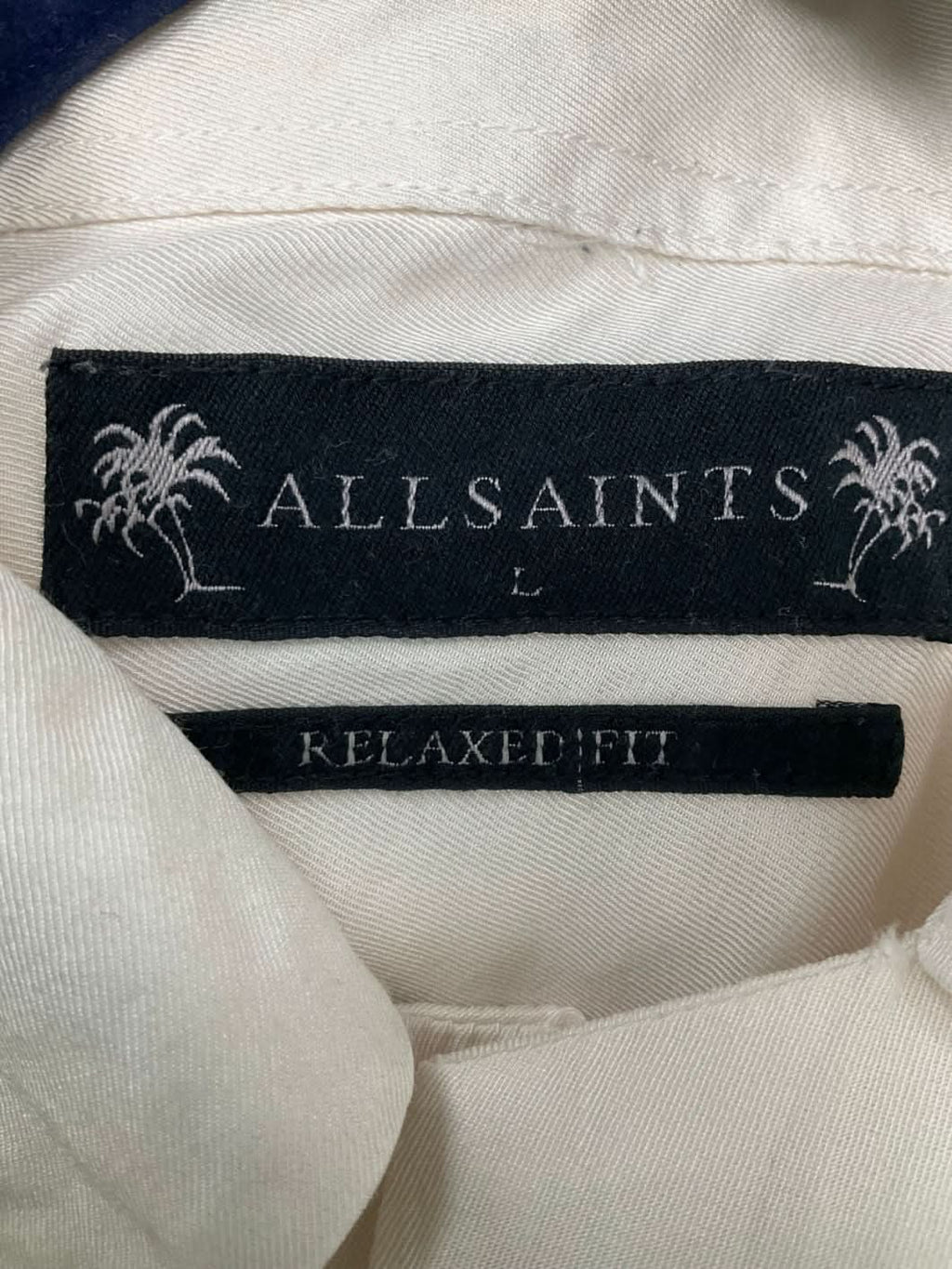 All Saints Cream Bow Heart Print Short Sleeve Shirt UK L