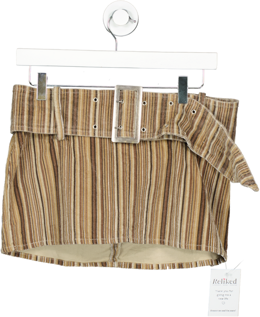 jaded Brown Bowery Stripe Cord Skirt UK 10