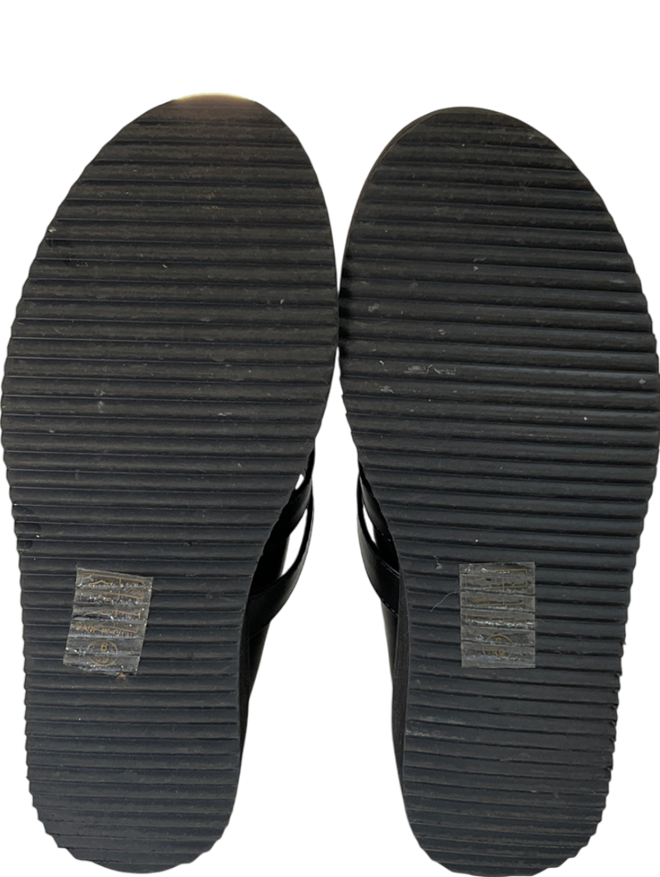 Koi Footwear Black Faux Leather Base With A Leopard Print Toe And Heart-shaped Buckle Details UK 7 EU 40 👠