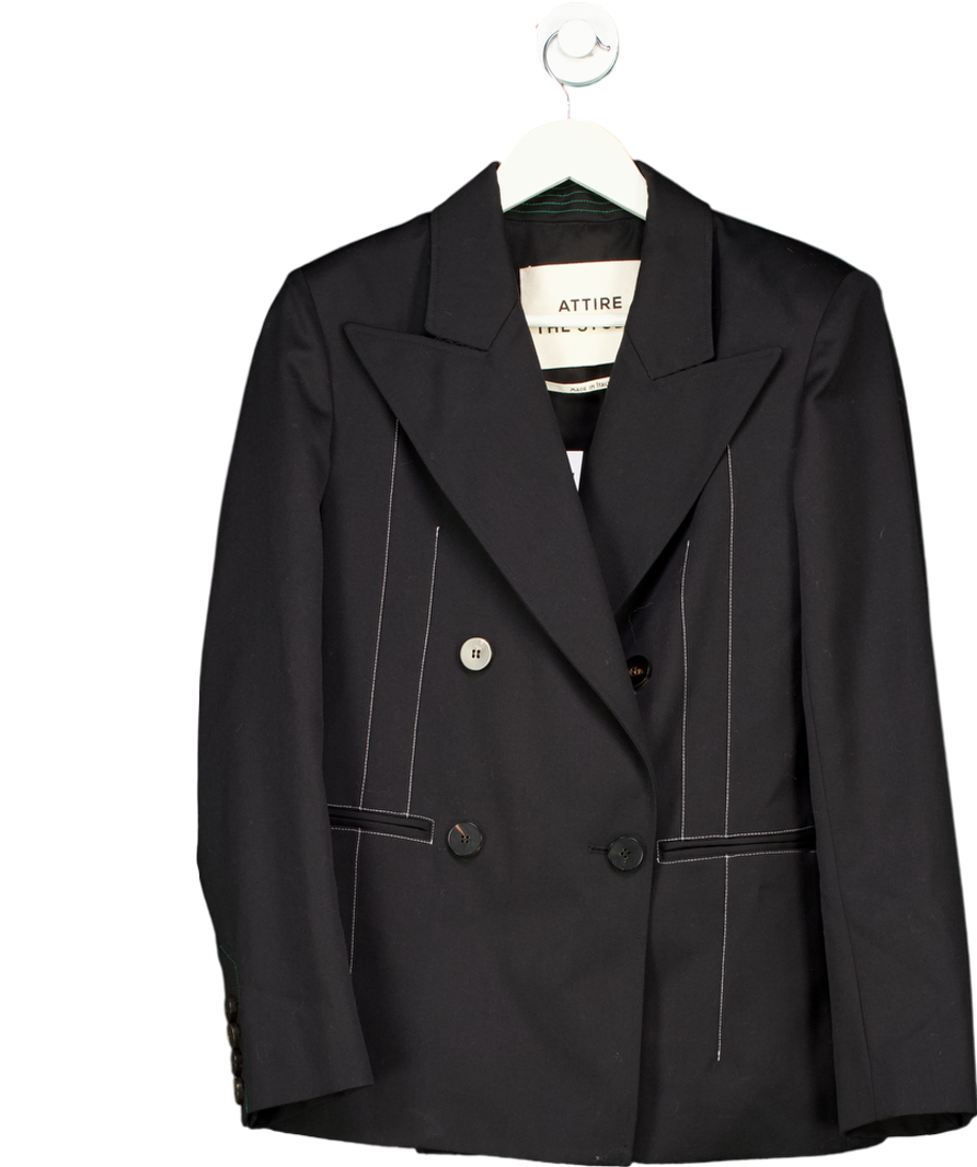 Attire The Studio Black 100% Wool Blazer UK XS