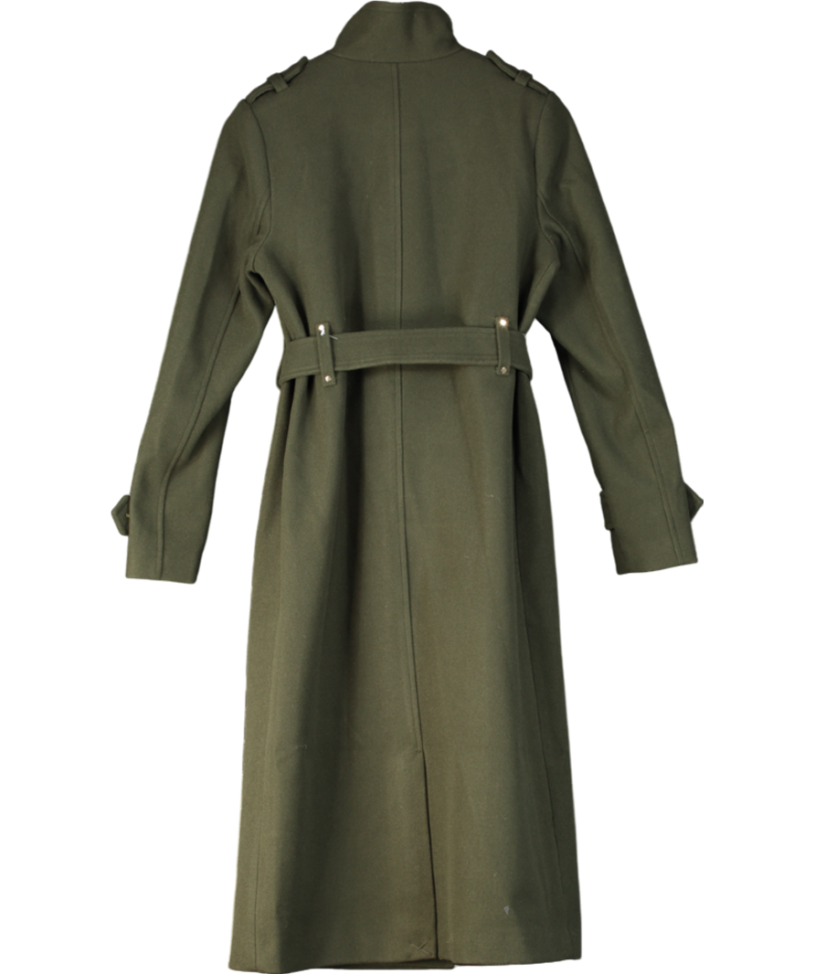 lipsy london Green Funnel Neck Belted Longline Coat UK 8