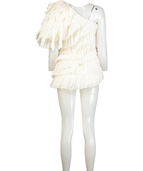 Aje White One Shoulder Tiered Dress UK 8