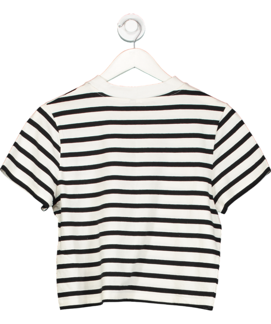 & Other Stories Black / White Striped Boxy Cropped T-shirt UK L