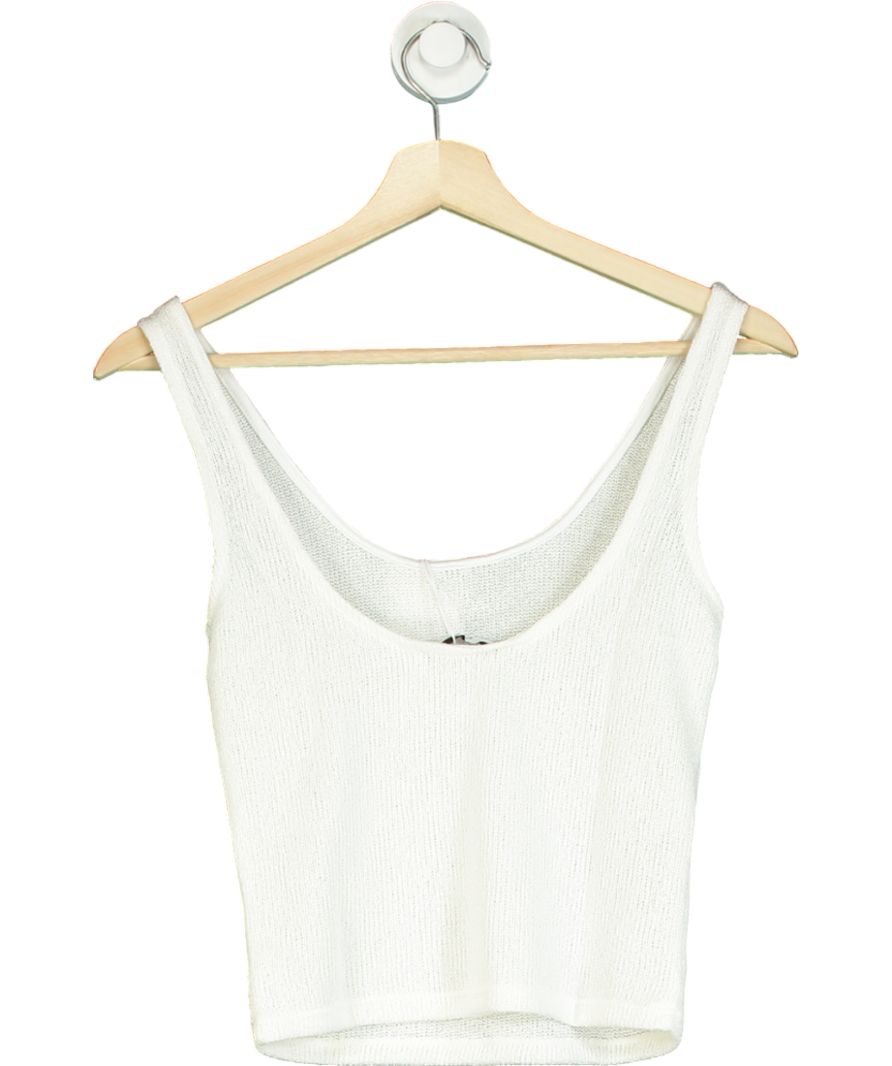 MANGO White Knit Strap Top UK S