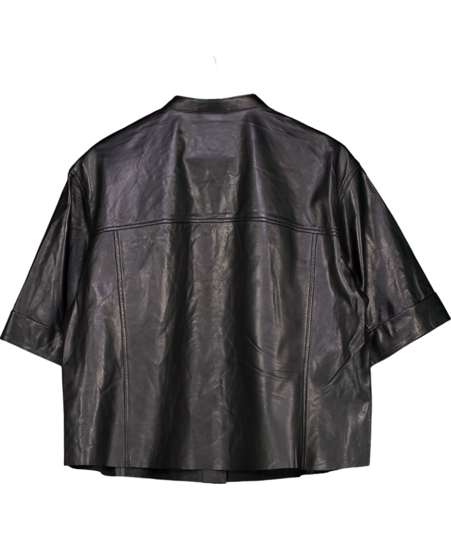 AllSaints Black Jenna Lea Leather Shirt UK 10