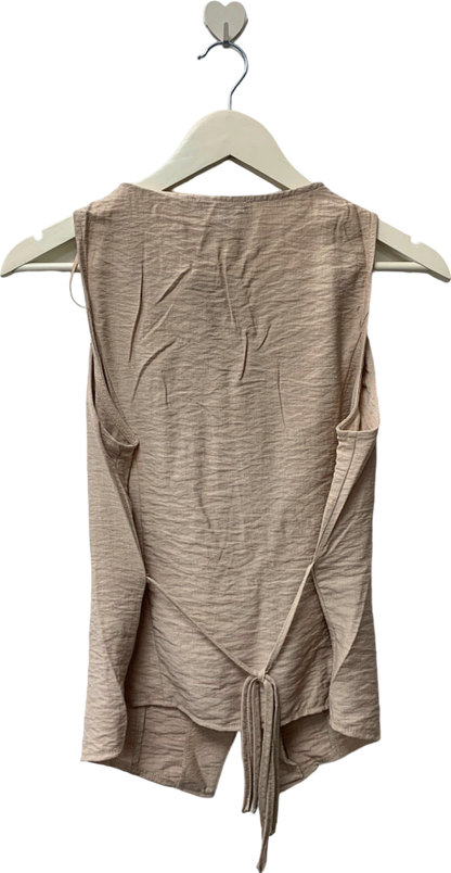 New Look Beige Sleeveless Button-Up Top UK 10