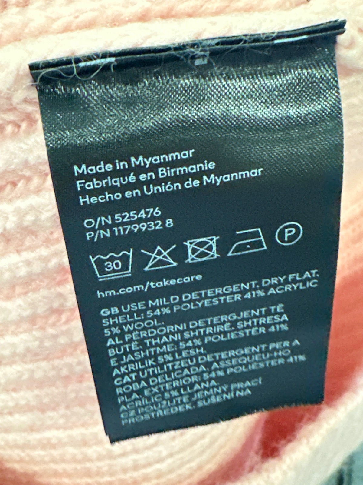 H&M Pink Ribbed Turtleneck Sweater UK XS