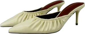 Topshop Yellow Dill Ruched Slip On Mid Heel Buttermilk UK 4 EU 37