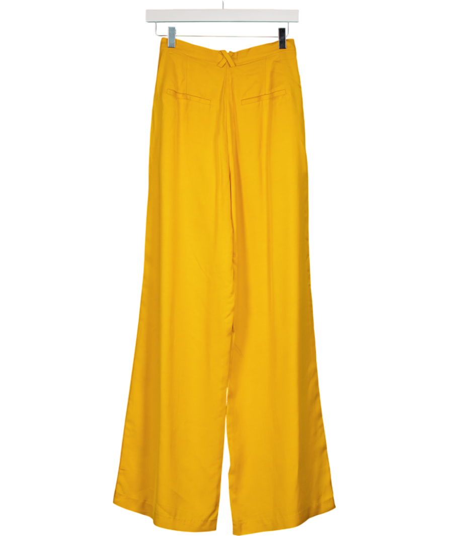 Karen Millen Yellow Premium Viscose Linen Woven Straight Leg Trouser UK 6