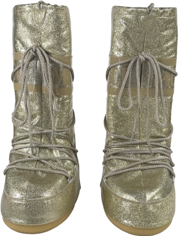 Moon Boot Metallic Gold Icon Glitter Snow Boots UK 6 EU 39 👠