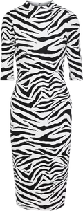 Alice + Olivia Black & White Jersey Zebra Midi Dress Us8 UK 12