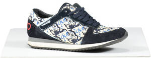 Kenzo Blue Crosta Navy Tiger Print Suede Trainers UK 4 EU 37