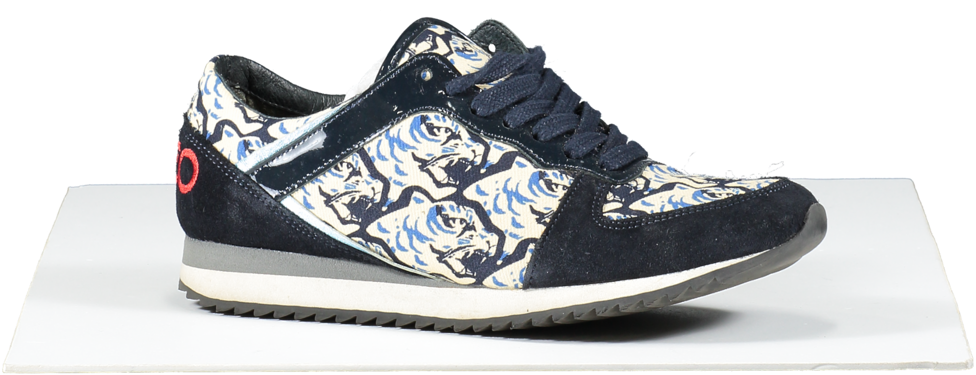 Kenzo Blue Crosta Navy Tiger Print Suede Trainers UK 4 EU 37 👠