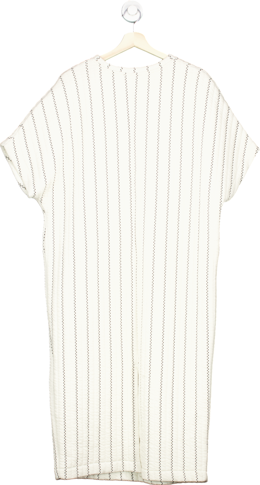 Zara White Quilted Striped Dress UK L