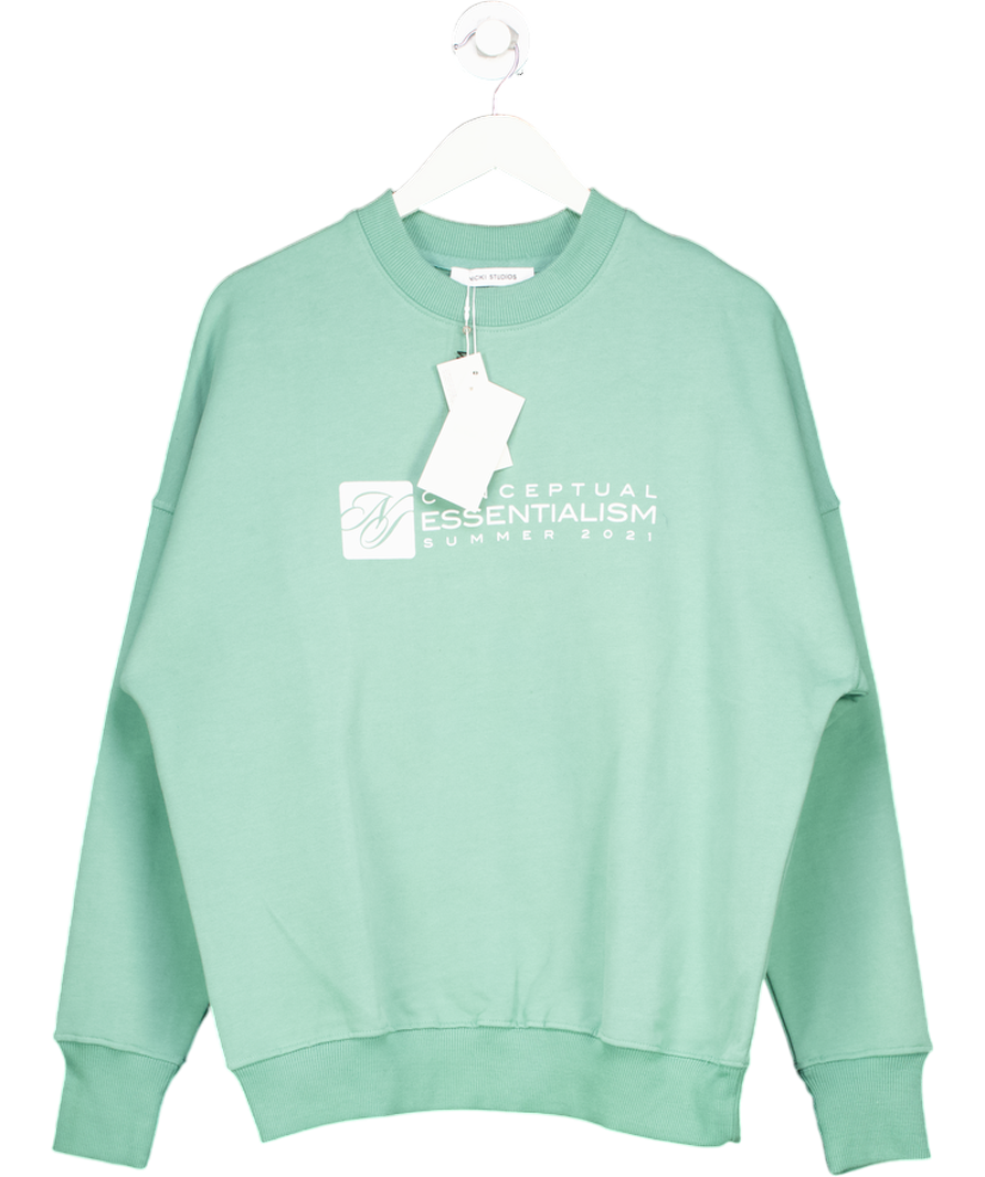 Nicki studios Green Conceptual Logo Crewneck Sweater UK XS