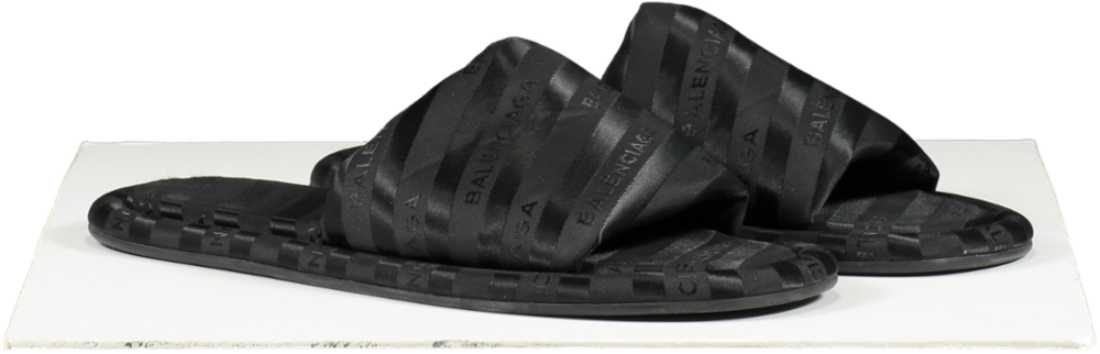 Balenciaga Black Hotel Logo Slides UK 6 EU 39 👠