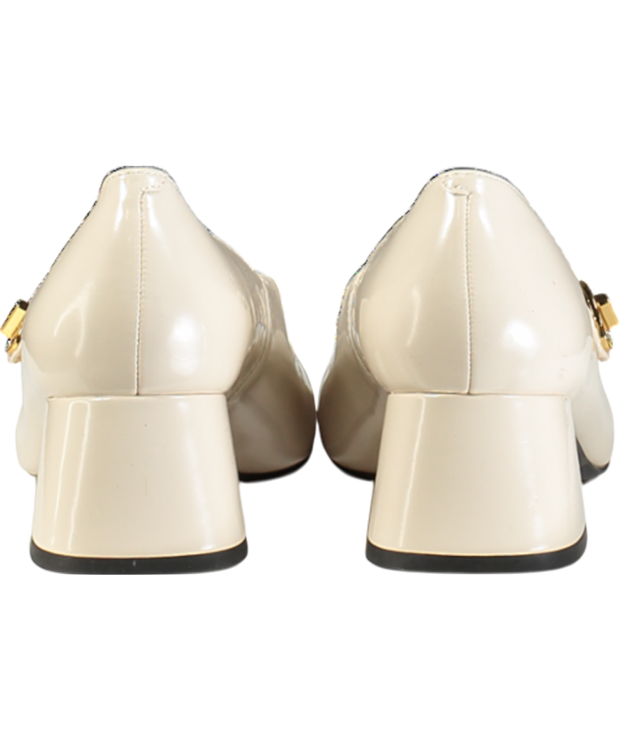 Charles & Keith Cream Hettie Patent Metallic-buckle Block-heel Mary Jane Shoes UK 5 EU 38 👠