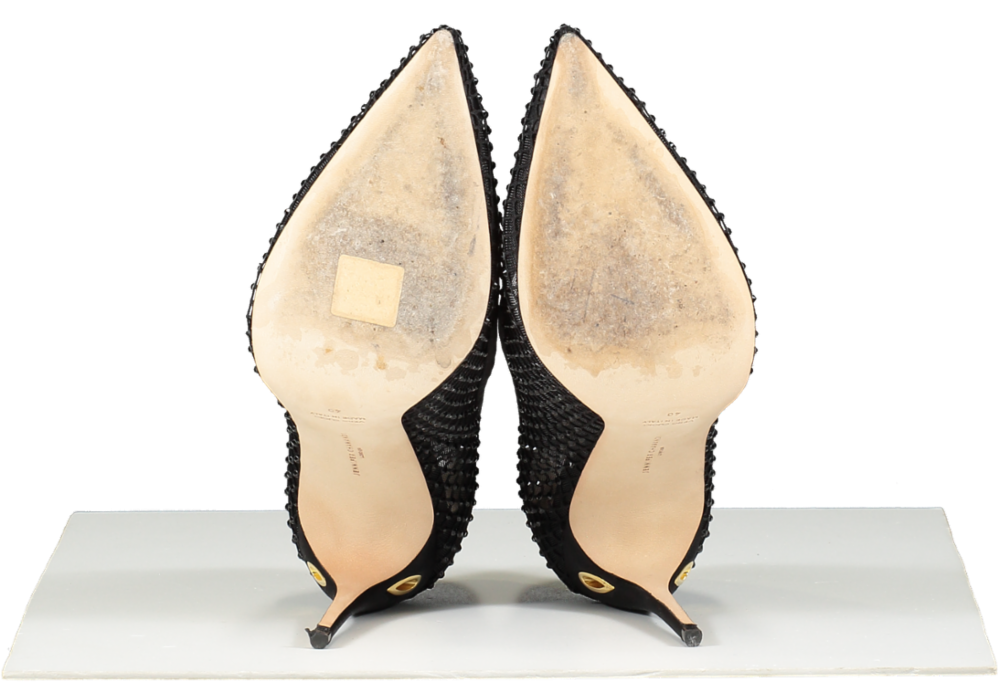 Jennifer Chamandi Black Crystal-embellished Lorenzo Pumps 105 UK 7 EU 40 👠