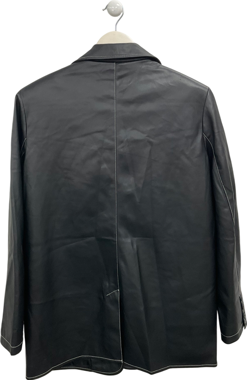 Naked Wardrobe Black Contrast Stitch Oversized Blazer UK XS